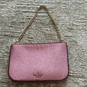 kate spade Rose Pink Glitter Chain Shoulder Clutch